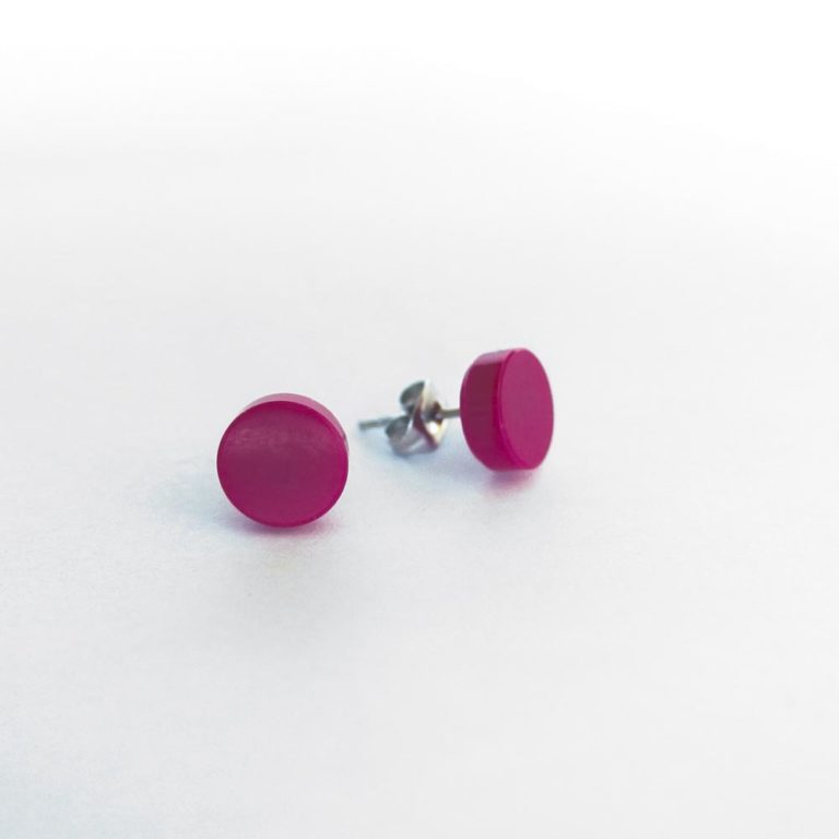 Brickly - Jewellery - Round Lego Tile Stud Earrings - Magenta