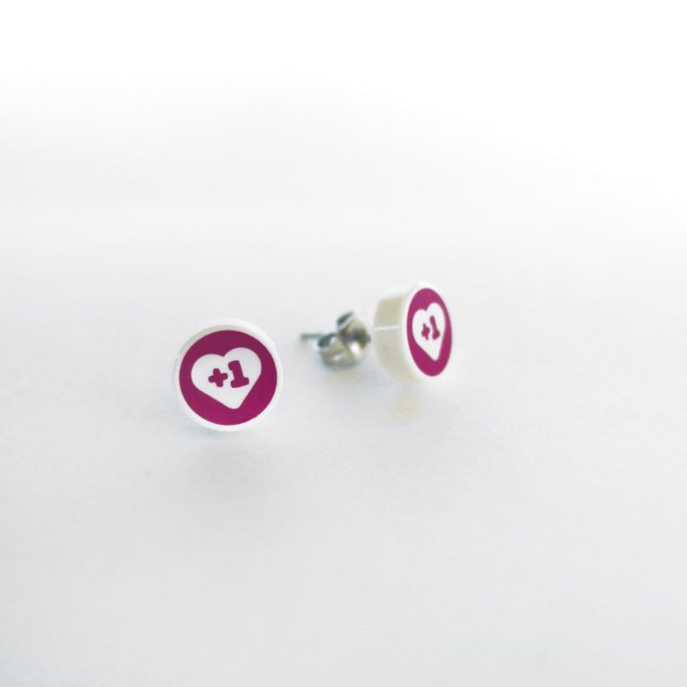 Brickly - Jewellery - Round Printed Lego Tile Stud Earrings - +1 Heart