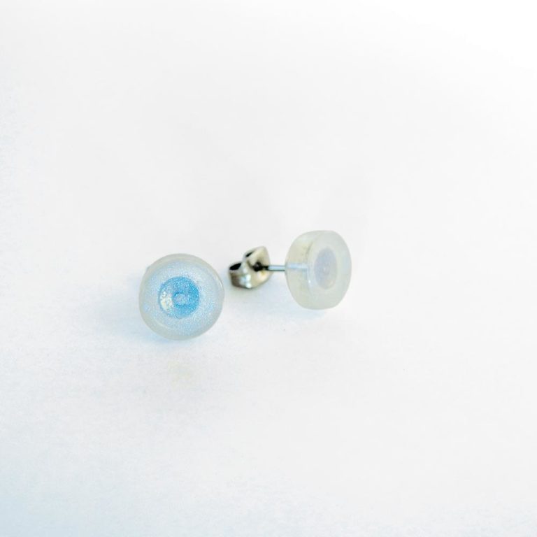 Brickly - Jewellery - Round Lego Tile Stud Earrings - Satin White