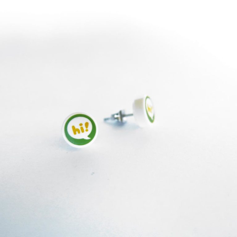 Brickly - Jewellery - Round Printed Lego Tile Stud Earrings - Hi!