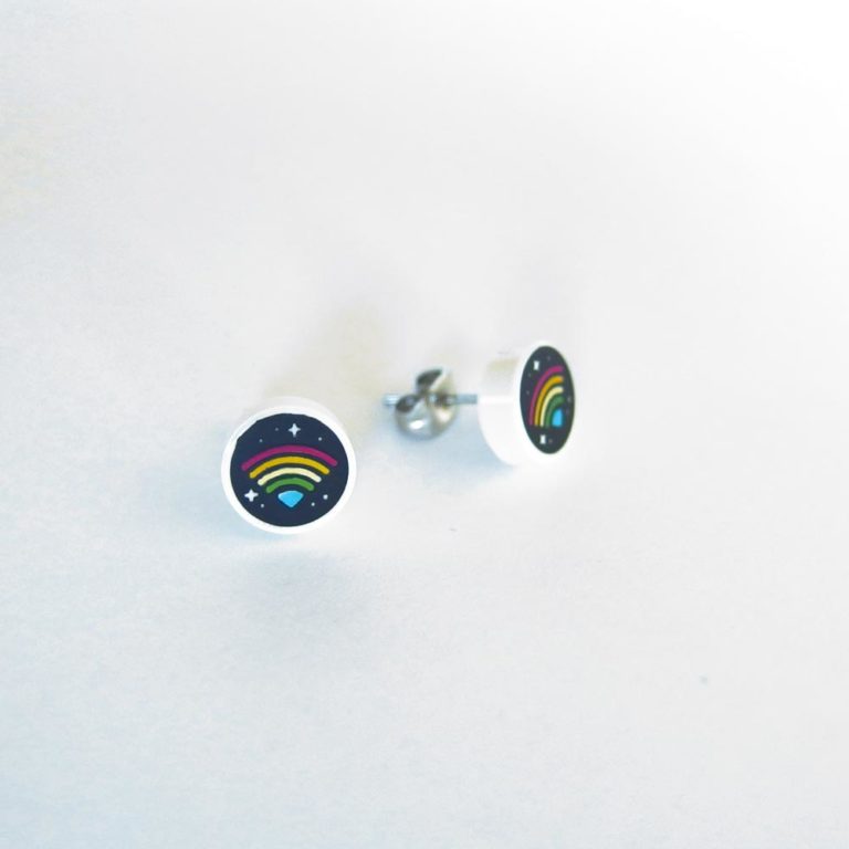 Brickly - Jewellery - Round Printed Lego Tile Stud Earrings - Rainbow