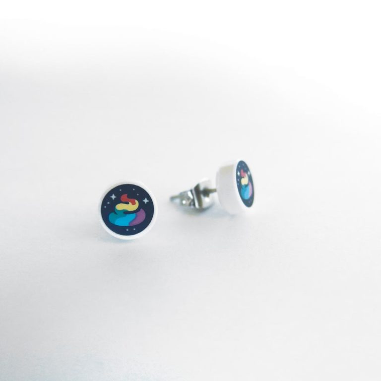 Brickly - Jewellery - Round Printed Lego Tile Stud Earrings - Rainbow Poop