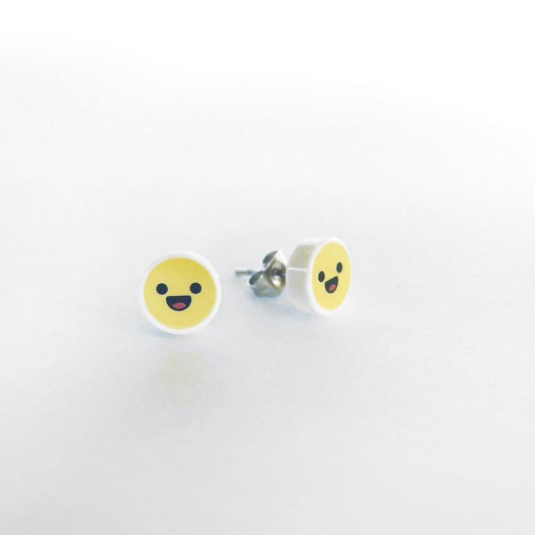 Brickly - Jewellery - Round Printed Lego Tile Stud Earrings - Smiling Face