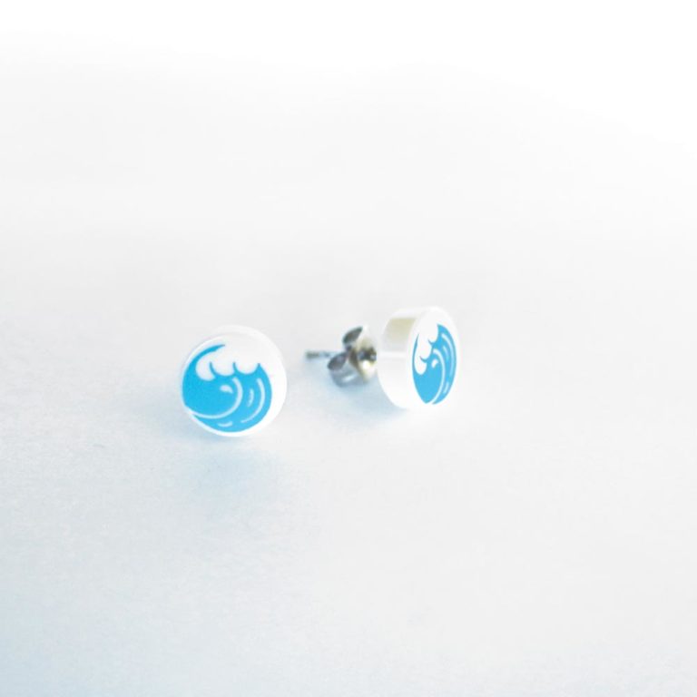 Brickly - Jewellery - Round Printed Lego Tile Stud Earrings - Waves