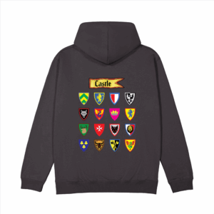 Brickly - LEGO - Classic Castle Faction Shields - Dark Grey Hoodie - Classic Castle Faction Shields - Back