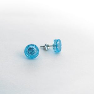 Brickly - Jewellery - Round Lego Tile Stud Earrings - Glitter Trans-Light Blue