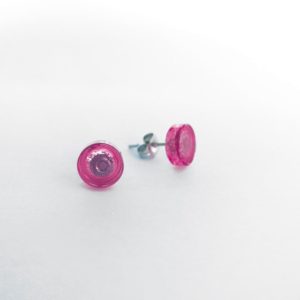 Brickly - Jewellery - Round Lego Tile Stud Earrings - Trans-Dark Pink