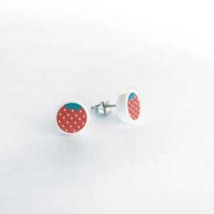 Brickly - Jewellery - Round Printed Lego Tile Stud Earrings - Strawberries