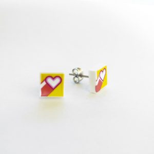 Brickly - Jewellery - Square Printed Lego Tile Stud Earrings - Hearts